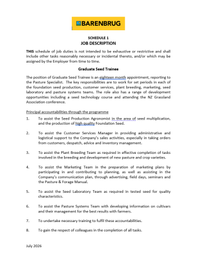 Graduate Job Description